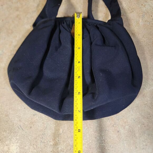 Vintage JR USA Julius Resnick Silk Blend Faille Navy Handbag Matching Coin Purse - Picture 16 of 16